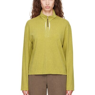 Post Archive Faction Green Cut Out Half Zip Fleece Sweatshirt