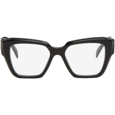 Prada Black Symbole Rectangle Acetate Glasses