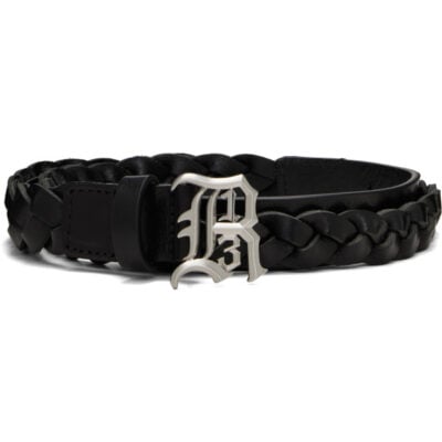 R13 Black Braided Logo Belt