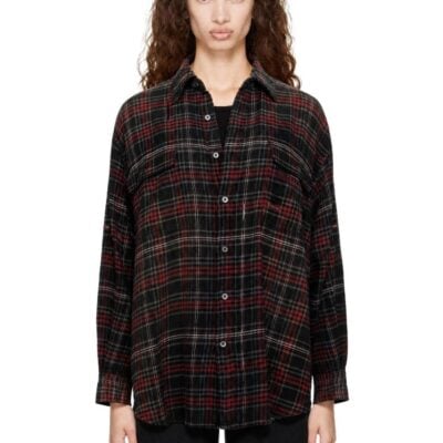 R13 Black & Red Boyfriend Cut Shirt
