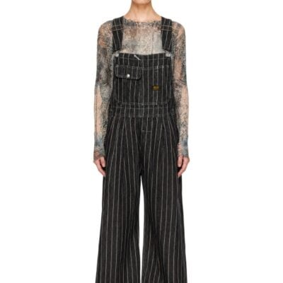 R13 Black Triple Pleat Overalls