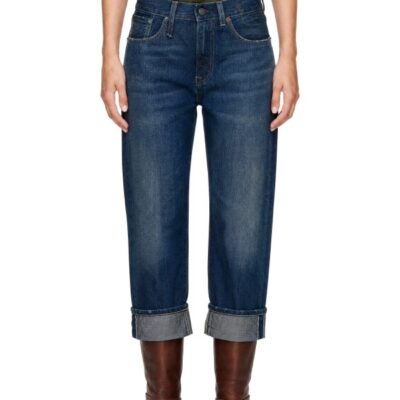 R13 Blue Cuffed Boyfriend Jeans