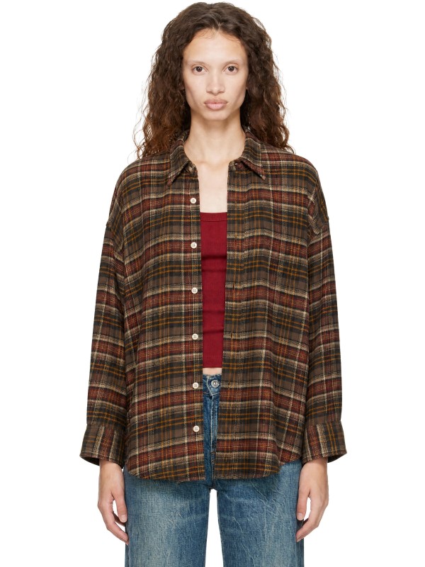 R13 Brown Drop Neck Shirt