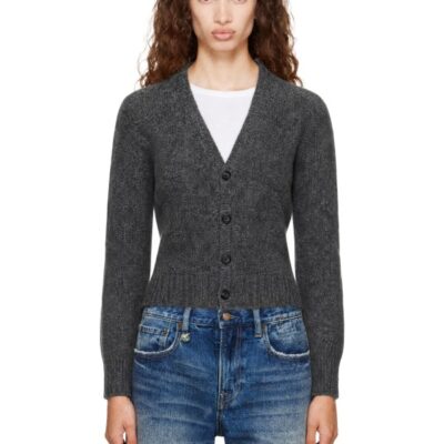 R13 Gray Split Hem Cardigan
