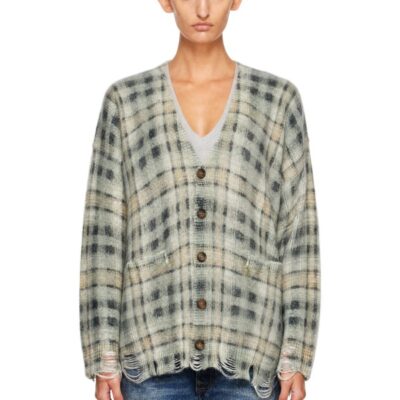 R13 Green Printed Oversized Cardigan