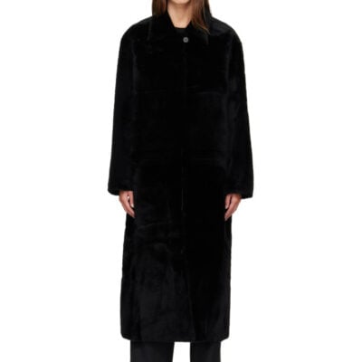 R2W Black Naca Relaxed Fit Shearling Coat