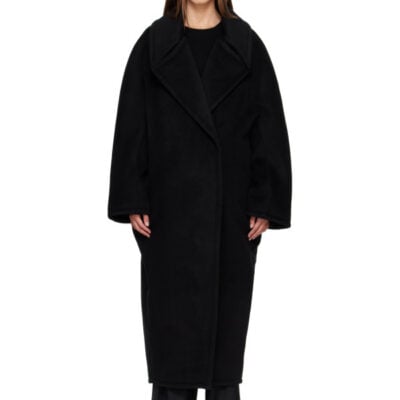R2W Black Treho Double Breasted Coat