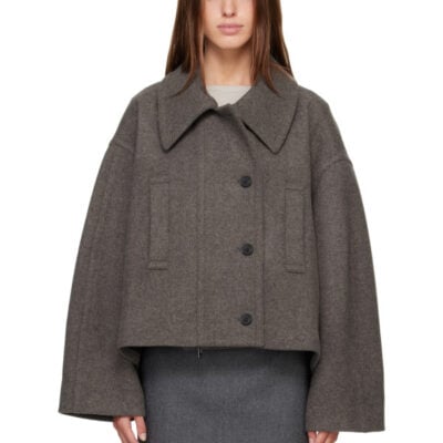 R2W Gray Palma Wool Cash Double Short Jacket