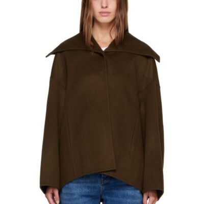 R2W Khaki Nenka Wool Cash Sailor-Collar Jacket