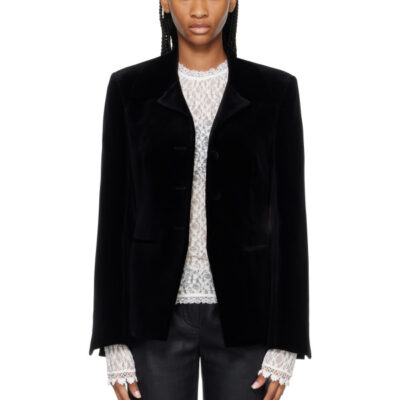 Randoacutehe Black Classic Fitted Velvet Blazer