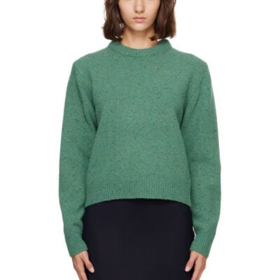 Randoacutehe Green Fitted Mouliné Crewneck Sweater