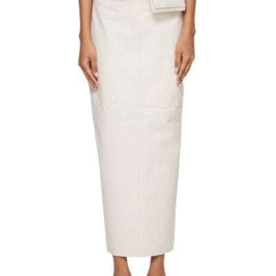 Randoacutehe Off-White Leather Pouch Maxi Skirt