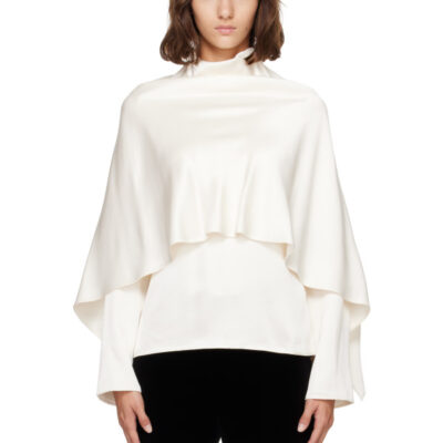 Randoacutehe Off-White Satin Cape Blouse