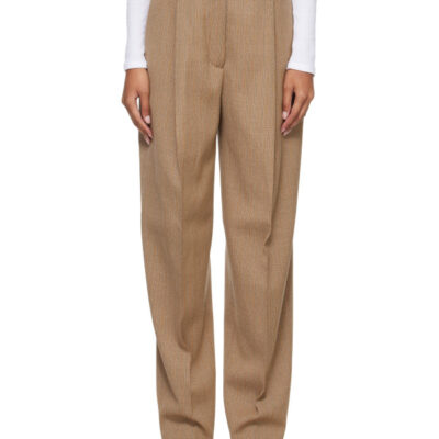 Randoacutehe Tan Daria Single Pleat Straight Leg Trousers
