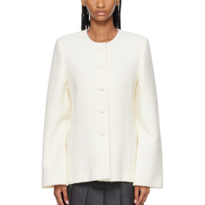 Randoacutehe White Bouclé Shaped Blazer