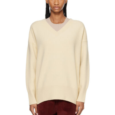 Randoacutehe Yellow Classic V-Neck Sweater