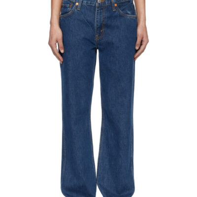Re Done Blue 90s Mid Rise Loose Jeans