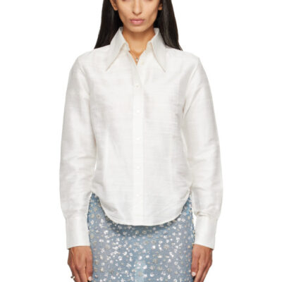 Rescha SSENSE Exclusive White Raw Silk Sharoukan Shirt