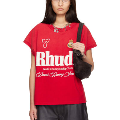 Rhude Red 'Rhude Desert Racing' Script Cut-Off T-shirt