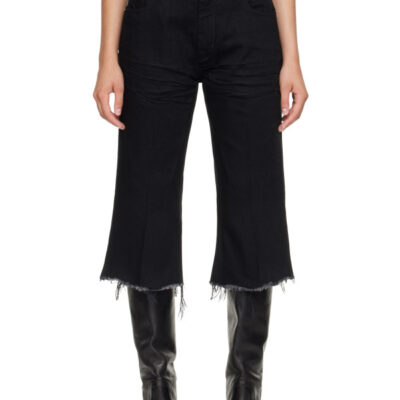 Rick Owens Black Tower Bolan Cutoff Denim Shorts