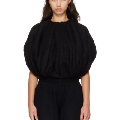 Rick Owens Black Tower Temple Bubble Cropped Sweater