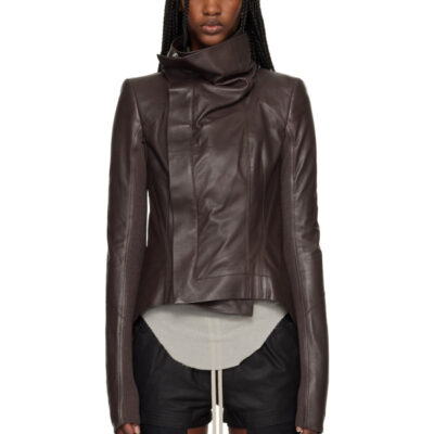 Rick Owens Brown Temple Naska Leather Jacket