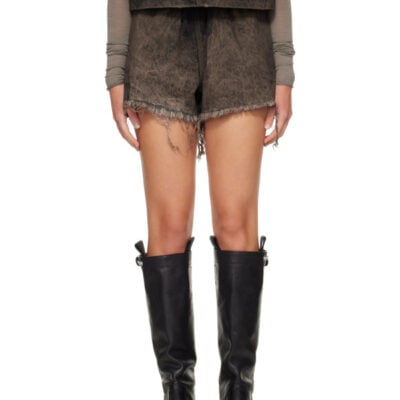 Rick Owens Gray Tower Crater Denim Shorts