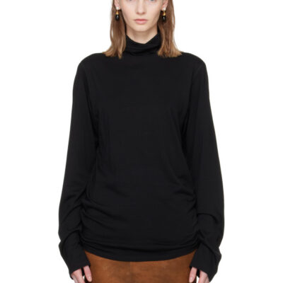 Rier Black Polar Jersey Turtleneck Sweatshirt