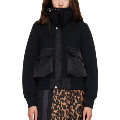Sacai Black Sponge Sweat Blouson Jacket