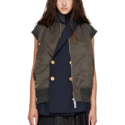 Sacai Green Nylon Twill x Suiting Vest