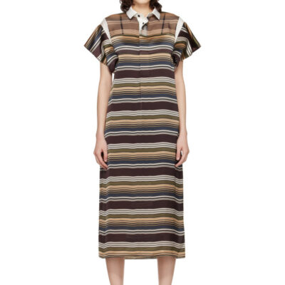 Sacai Multicolor Horizontal Stripe Midi Dress