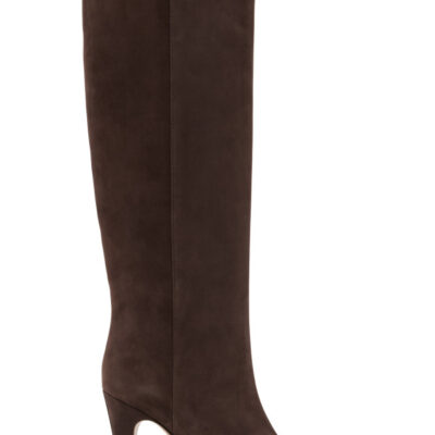 Salvatore Ferragamo Brown Detailed Metal Heeled Tall Boots