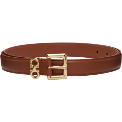 Salvatore Ferragamo Brown Double Gancini Fixed Belt