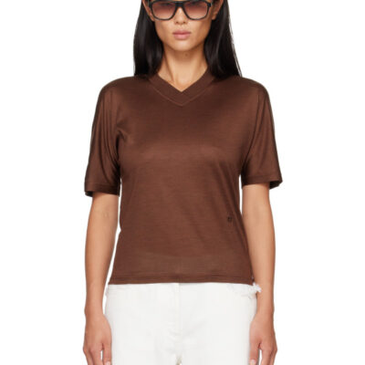 Salvatore Ferragamo Brown Silk T-shirt