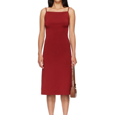 Salvatore Ferragamo Red Knitted Slip Midi Dress