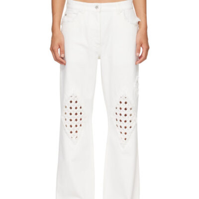 Salvatore Ferragamo WHite Frayed Detail Jeans