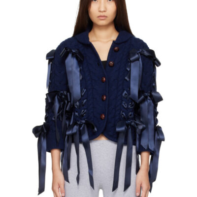 Sandy Liang Navy Cobble Cardigan