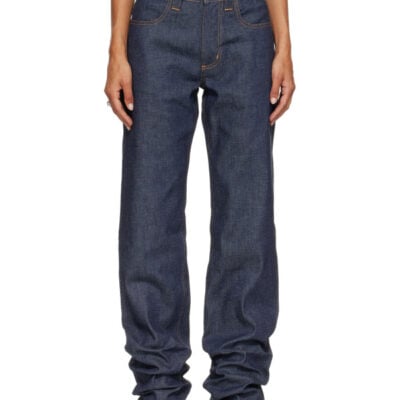Seconda Blue Straight Leg Denim Raw Jeans