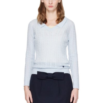 SHUSHU/TONG Blue V-Neck Cable Knit Sweater