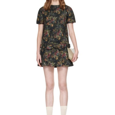 SHUSHU/TONG Multicolor Bow Detail Short-Sleeved Dress