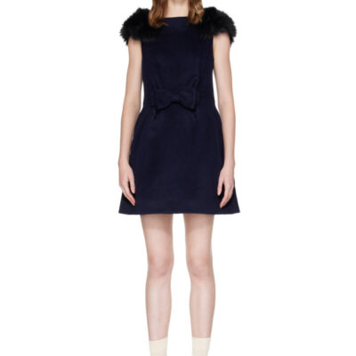 SHUSHU/TONG Navy Bow Pucker Waist Minidress