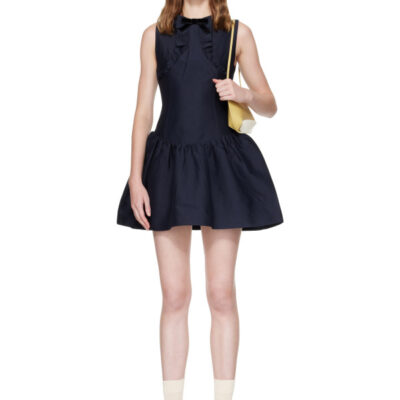 SHUSHU/TONG Navy Ruffled Sleeveless Minidress