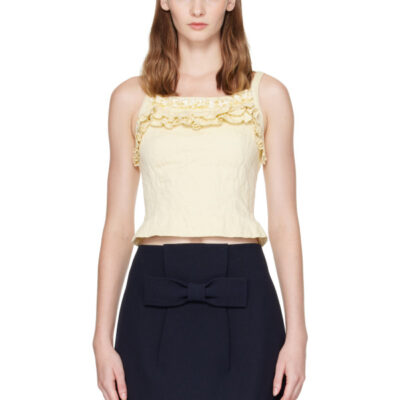 SHUSHU/TONG Yellow Lace Trim Camisole