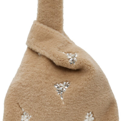 Simone Rocha Beige Embellished Faux Fur Shopper Tote