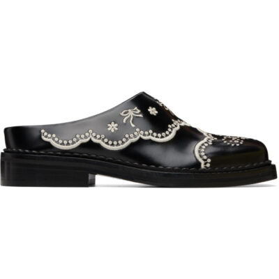 Simone Rocha Black Floral Lace Mule Loafers