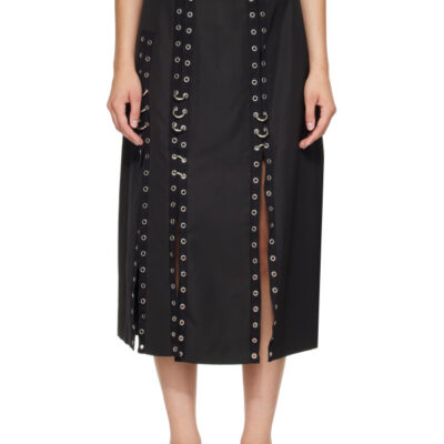 Simone Rocha Black Grommet Ring Sculpt Ripple Midi Skirt