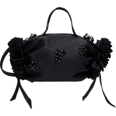 Simone Rocha Black Mini Double Ribbon Rosette Top Handle Bag