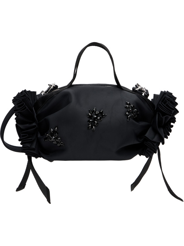 Simone Rocha Black Mini Double Ribbon Rosette Top Handle Bag