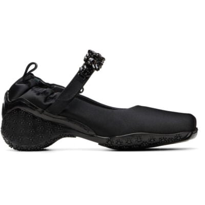 Simone Rocha Black Satin Turbo Ballet Runner Loafers