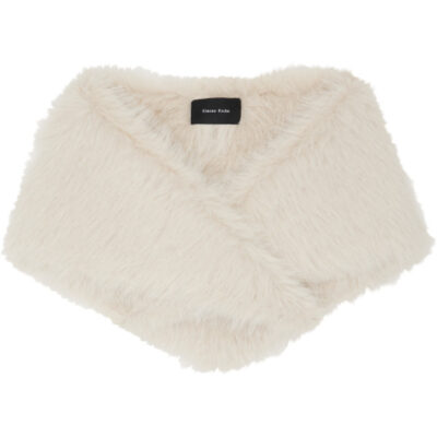 Simone Rocha Off-White Embellished Faux Fur Neckerchief Scarf